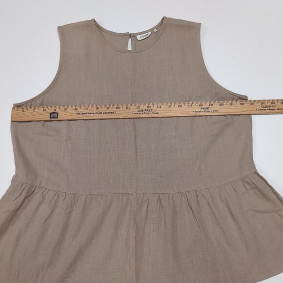 Jeanswest Linen Blend Peplum Tank Top Womens Size 16 Beige Sleeveless Blouse - Picture 8 of 11